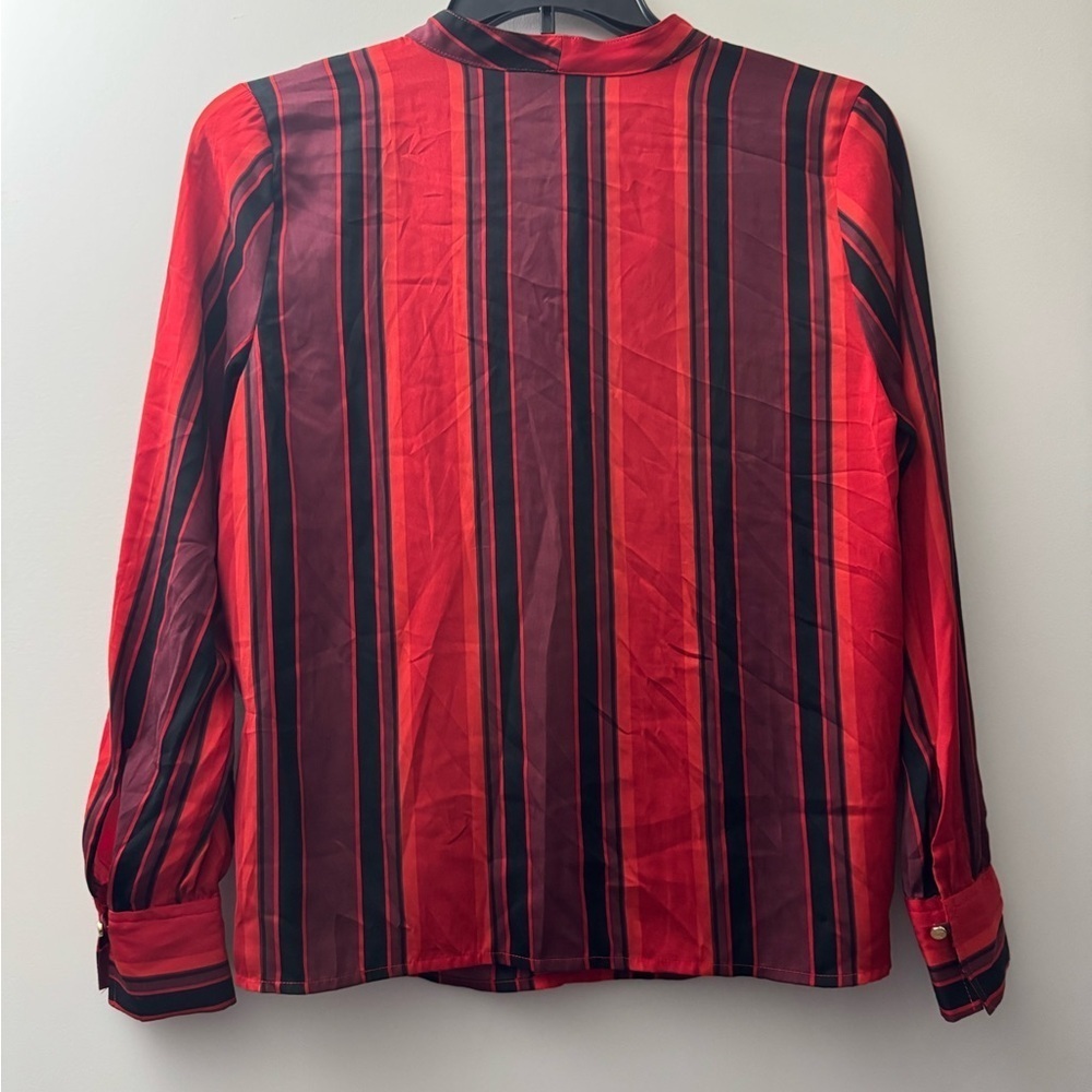 Liz Claiborne Red and Black Long Sleeve Blouse - Picture 5 of 5